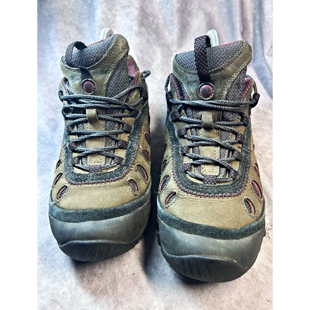Merrell Chameleon Women's 8.5 Waterproof Hiking Shoes Vibram Brown Burgundy
